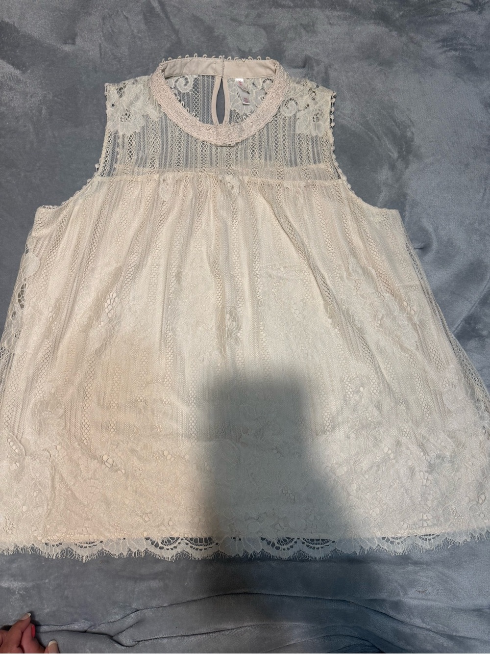 Xhilaration Lace Sleeveless High-Neck Top in Cream